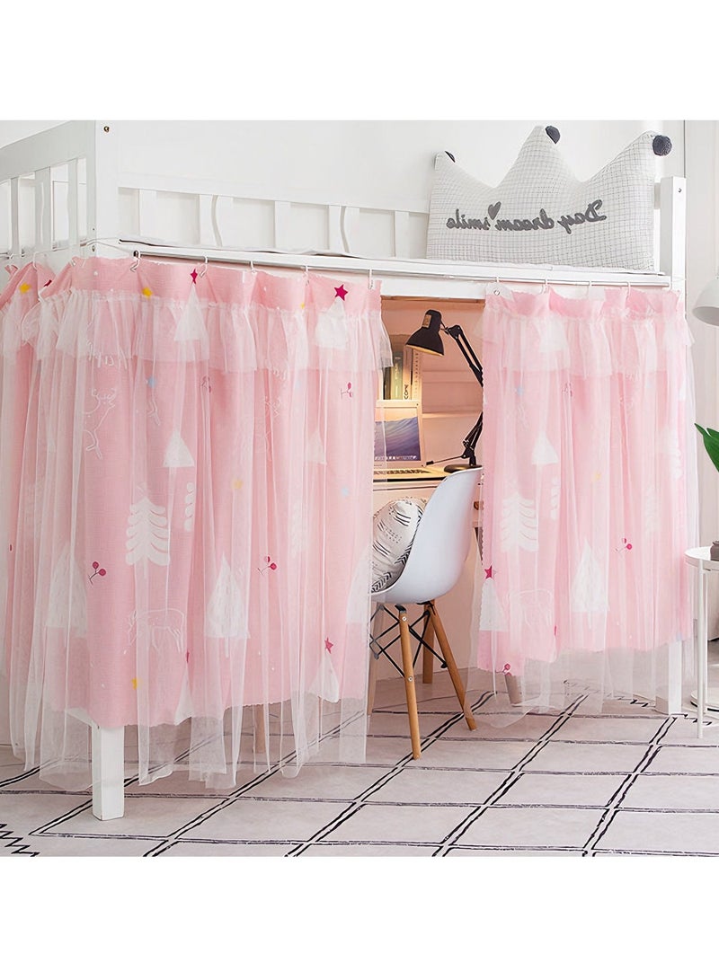 Bluejw Bed Canopy Tents Curtain Blackout Single Bed Tent Student Shading Cloth Canopy Dormitory Mosquito Net Sleep Privacy Protection with Frame for Children Bedroom With Cherry Pattern - Image 2