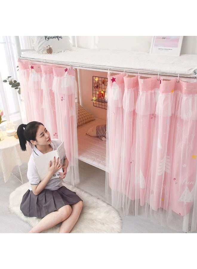 Bluejw Bed Canopy Tents Curtain Blackout Single Bed Tent Student Shading Cloth Canopy Dormitory Mosquito Net Sleep Privacy Protection with Frame for Children Bedroom With Cherry Pattern - Image 3