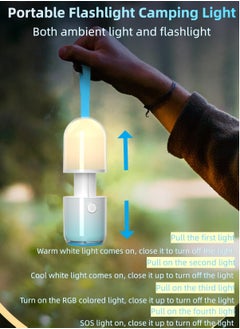 SYOSI Camping Flashlight, Mini Camping Lantern, Rechargeable LED Flashlight, Multifunctional Flashlight with Night Light/SOS Light/Camping Light/RGB Light, for Hiking/Camping/Emergency/Home  - Image 5