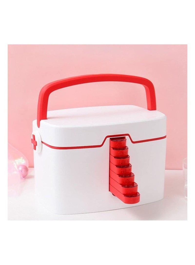 DARIYAH Pill Organizer Weekly 7 Compartments Large Case, Portable Compact Waterproof Box to Hold Medicine, Vitamin, Fish Oils, Jewelry and Secrets for Travel/Outdoor/Business Trip  XQ-040 - Image 1