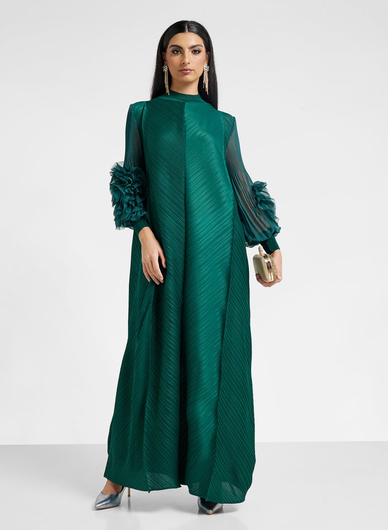 خزانة فستان بأكمام ثلاثية الأبعاد مزينة بالزهور - Image 4