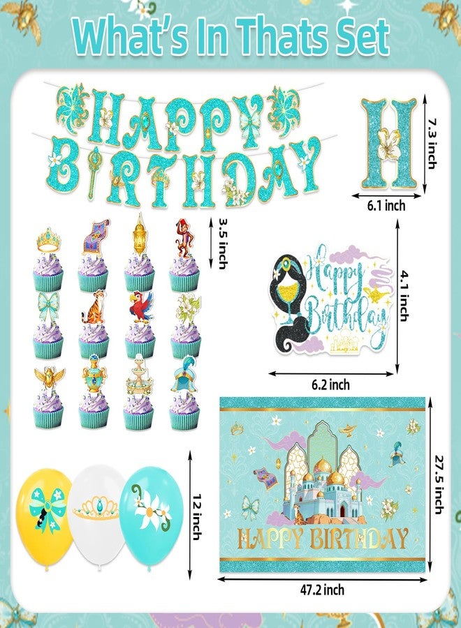 Ldcx 42Pcs Princess Birthday Party Decorations Include Cake Topper Cupcake Topper Princess Happy Birthday Party Flag Banner and Balloons Backdrog - Image 2