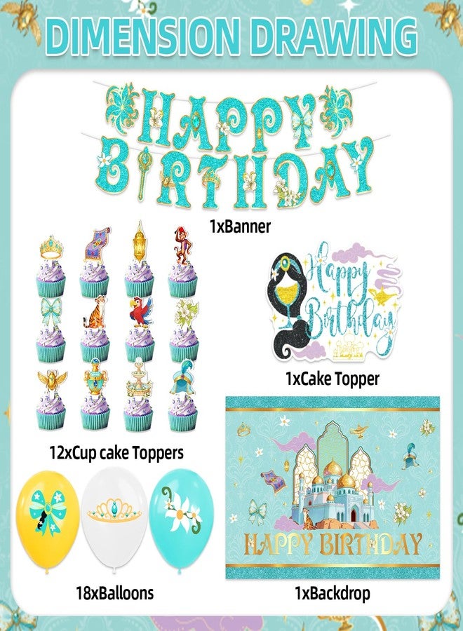 Ldcx 42Pcs Princess Birthday Party Decorations Include Cake Topper Cupcake Topper Princess Happy Birthday Party Flag Banner and Balloons Backdrog - Image 3