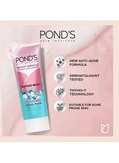 Pond's Bright Miracle Ultimate Acne Conrol Thymo-BHA (Niasorcinol) Facial Foam Reduces Acne in 3 Days 100g x 3  - Image 4