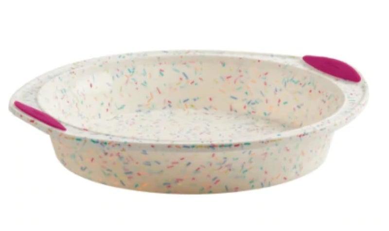 Trudeau Round Cake Pan 9White ConfettiFuchsia 05118557