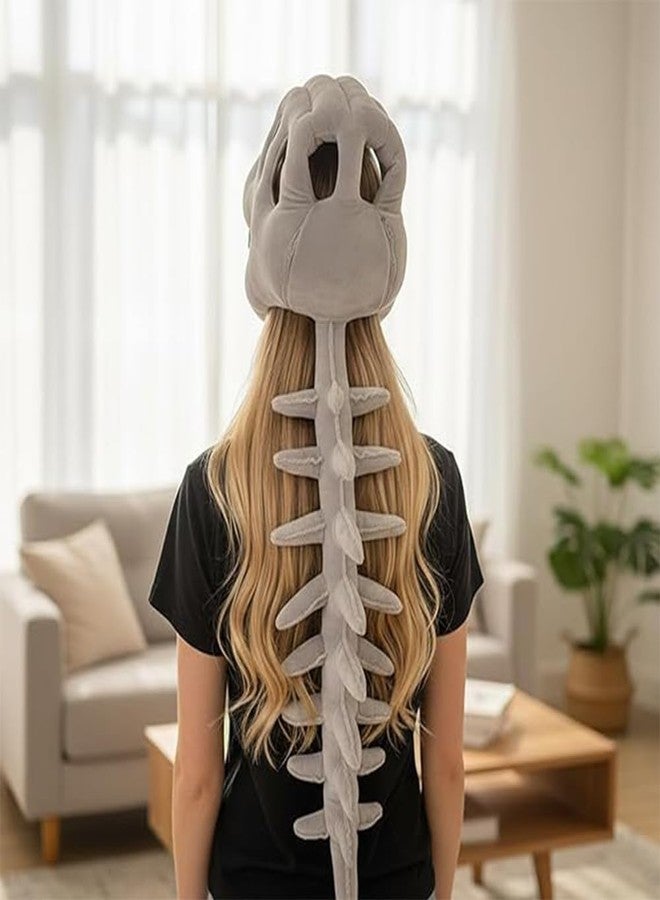 Sachie Dinosaur Skeleton Costume Set, Spinosaurus Skull Headpiece with Spine Back Piece Dino Outfit for Cosplay, Halloween & Parties (Green - Small 31.5in 1PC) - Image 4
