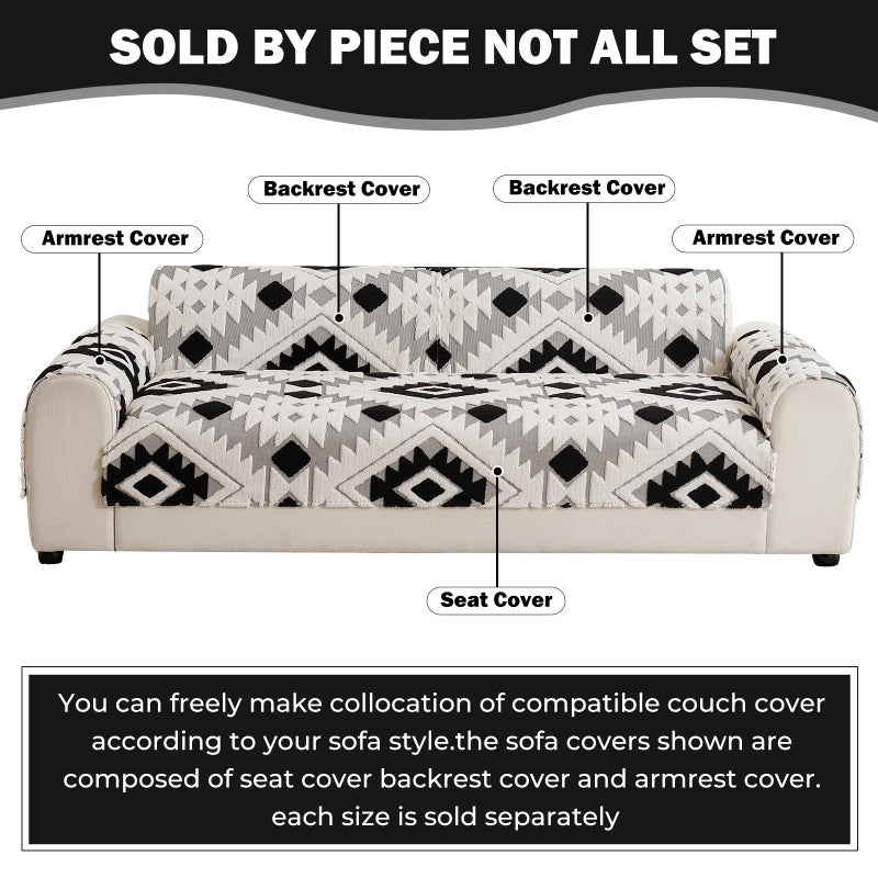 XSlive Boho Plush Couch Covers for Sofa Washable, Fuzzy Soft Couch Cover for Sectional Sofa, Non Slip Jacquard Sofa Cover Furniture Protector for Kids, Pets (Black,28"x28") - Image 2