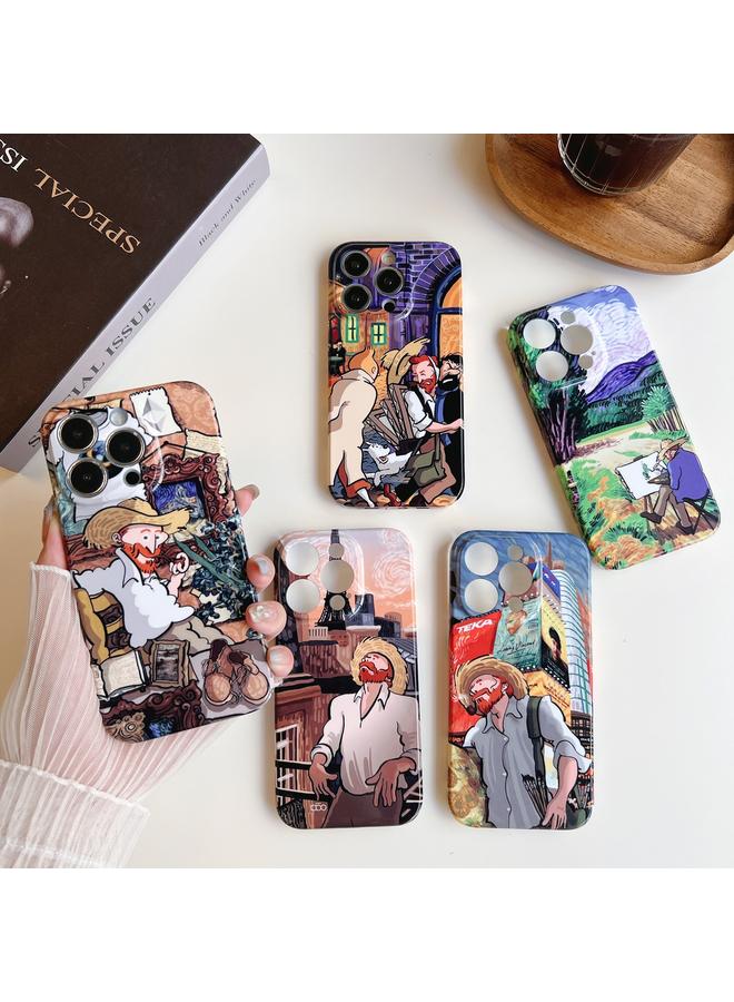 Zaboon Case For iPhone 13 Precise Hole Oil Painting Pattern PC Phone Case - Image 2