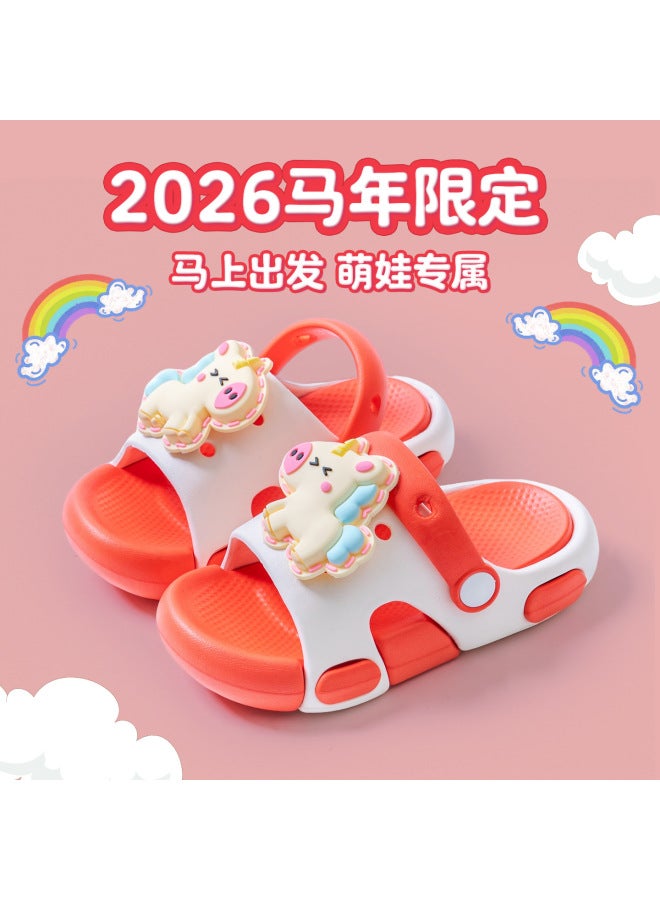 Customized Super Cute And Adorable New Year Of The Horse 3d Pony Parent-child Household Non-slip Cartoon Children's Slippers Beach Sandals