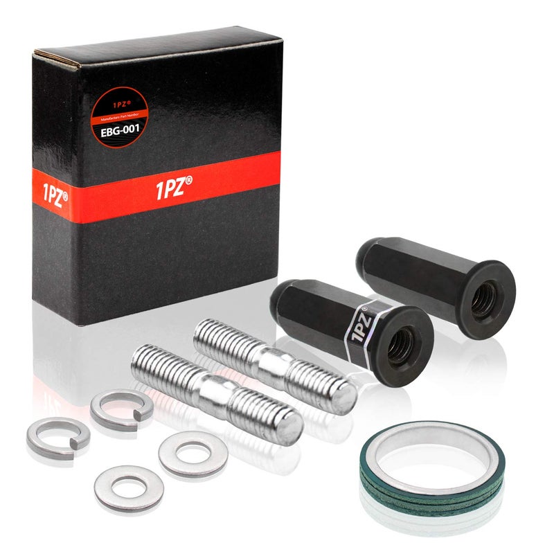 1PZ EBG001 Exhaust Bolt and Gasket for GY6 50 cc 70cc 90 cc 110cc 125 cc 150cc Scooters ATVs Go Karts Moped Quad 4 Wheeler Dune Buggy Sandrail Taotao Sunl Coolster Jonway Roketa