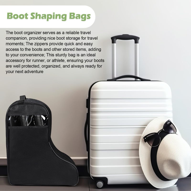 Clysee 2 Pcs Boot Bags for Cowboy Boots Portable Storage Bag for Travel Long Tube Shoes Bags Men Tall Shoe with Handle for Home Travel (Black) - Image 5