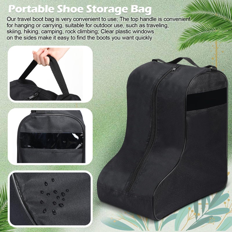 Clysee 2 Pcs Boot Bags for Cowboy Boots Portable Storage Bag for Travel Long Tube Shoes Bags Men Tall Shoe with Handle for Home Travel (Black) - Image 3