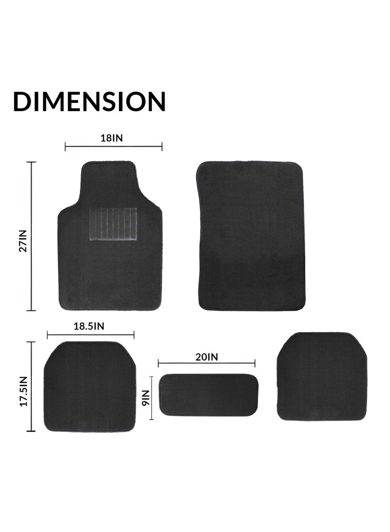 BYSON Durable Waterproof Car Floor Mats 5 Piece Set - Universal Fit for SUV and Sedan, Heavy Duty Non Slip Soft Auto Foot Mats, Easy to Clean Interior Protection Accessories for All Seasons (Black) - Image 2