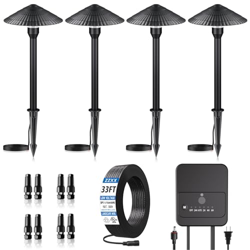 ZZXX All-in-One Low Voltage Landscape Lighting Kit 4-Pathway Lights with 40W Transformer, 5W Dusk to Dawn Outdoor Lighting, IP66 Waterproof LED Landscape Lights, Outdoor Lights 2700K for Yard Patio - Image 1