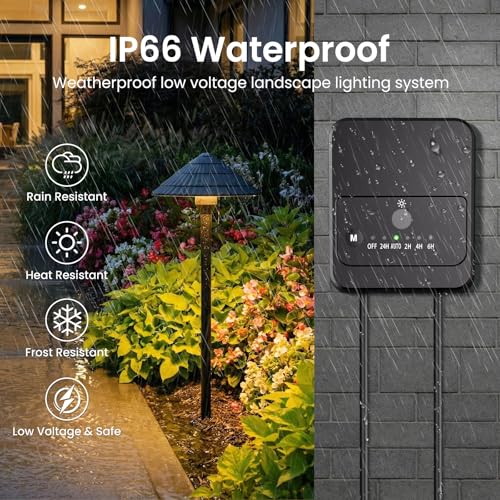 ZZXX All-in-One Low Voltage Landscape Lighting Kit 4-Pathway Lights with 40W Transformer, 5W Dusk to Dawn Outdoor Lighting, IP66 Waterproof LED Landscape Lights, Outdoor Lights 2700K for Yard Patio - Image 5