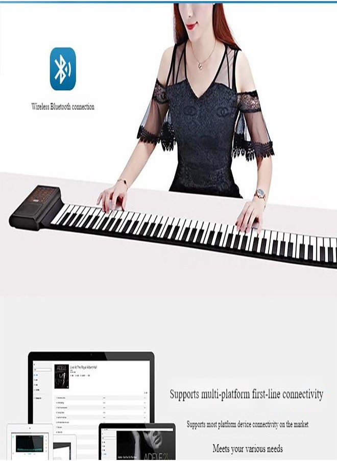 Generic - Portable Roll-Up Silicone Organ - 61/88 Key Foldable Keyboard for Beginners | 128 Tones, Bluetooth Teaching, Lightweight & Travel-Friendly - Image 1