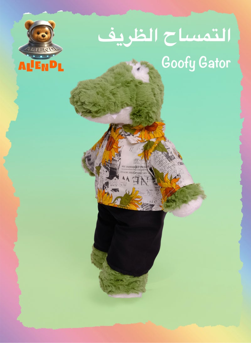 ALIENDL Goofy Gator – Plush Alligator Stuffed Animal Toy for Baby Kids, Soft Cute Funny Alligator Doll Gift Set with Removable Outfit & Pouch, Unique Gift for Kids, Boys & Friends - Image 1