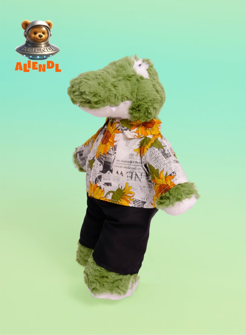ALIENDL Goofy Gator – Plush Alligator Stuffed Animal Toy for Baby Kids, Soft Cute Funny Alligator Doll Gift Set with Removable Outfit & Pouch, Unique Gift for Kids, Boys & Friends - Image 3