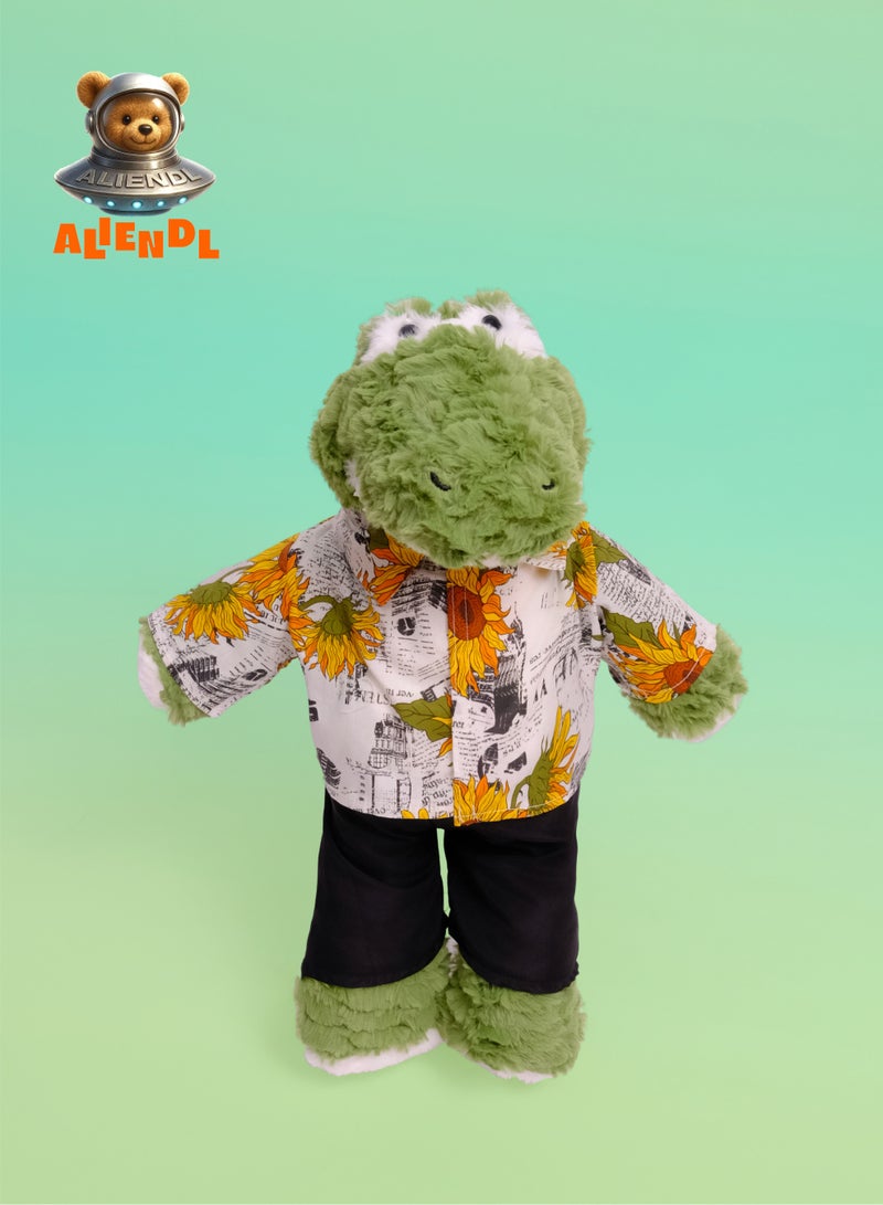 ALIENDL Goofy Gator – Plush Alligator Stuffed Animal Toy for Baby Kids, Soft Cute Funny Alligator Doll Gift Set with Removable Outfit & Pouch, Unique Gift for Kids, Boys & Friends - Image 2