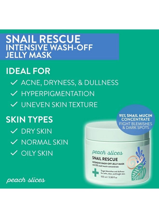 Peach Slices - | Snail Rescue Intensive Treatment Washoff Face Mask | 95% Snail Mucin | For Dark Spots & Blemishes | Refreshing & Calming Mask | Clear Radiant & Hydrated Skin | Skin Care | 3.38 Oz - Image 1