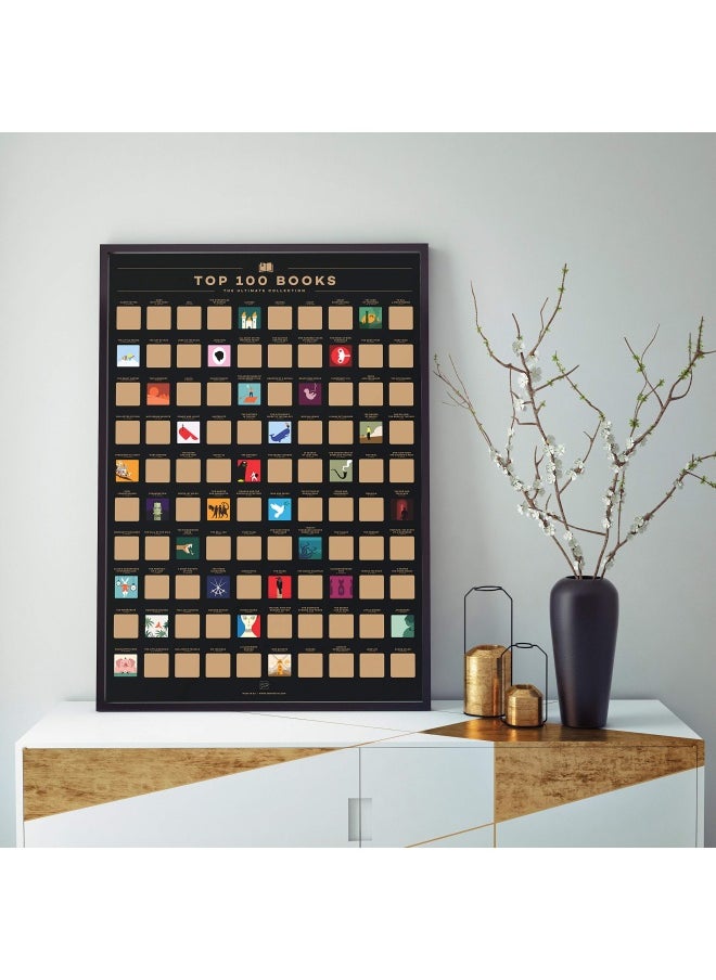 Enno Vatti - 100 Books Scratch Off Poster - Top Reads of All Time Bucket List 42cm x 60cm - Image 1