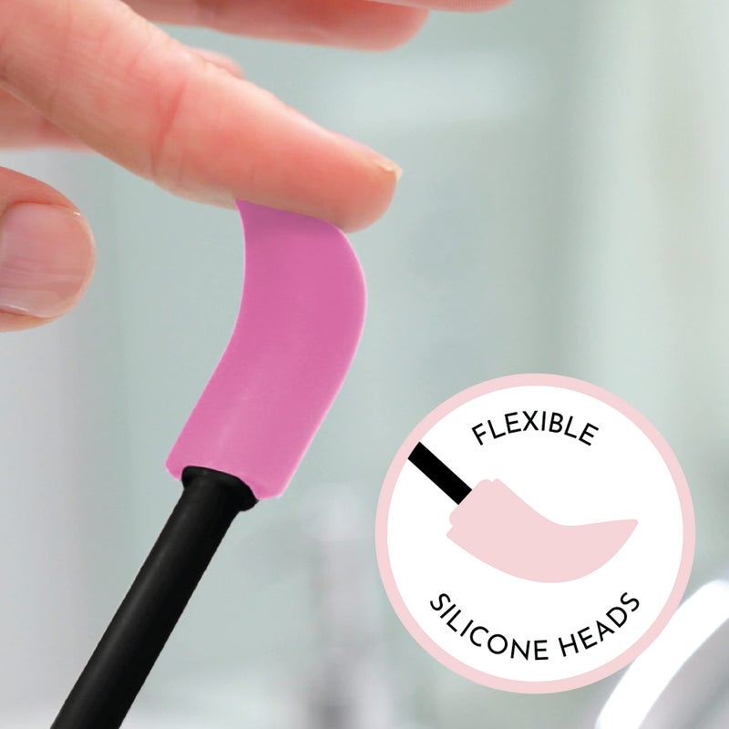 S&T INC. Makeup Spatula, Large and Mini Silicone Spatula Set for Cosmetics, Shampoo, Hair Care, and Skin Care Products, 2 Piece Set, Black/Pink - Image 4