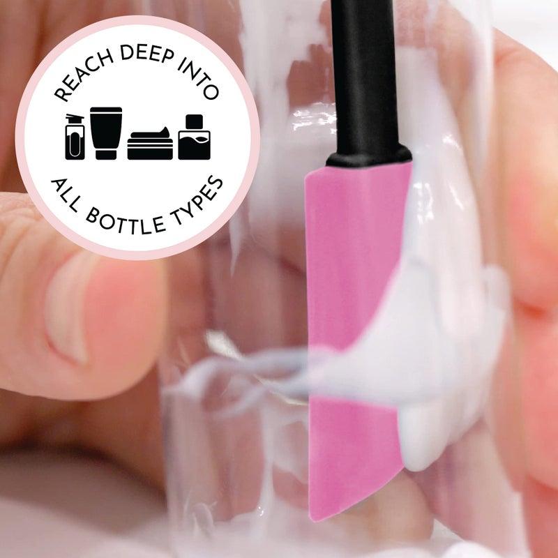 S&T INC. Makeup Spatula, Large and Mini Silicone Spatula Set for Cosmetics, Shampoo, Hair Care, and Skin Care Products, 2 Piece Set, Black/Pink - Image 3