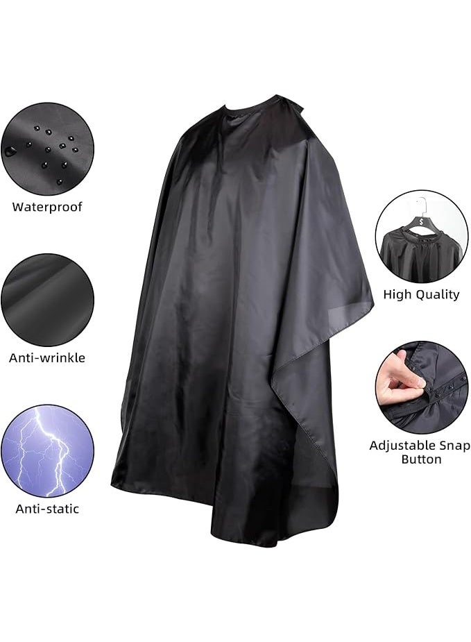 Professional Hair Cutting Cape with Adjustable Snap Closure, Salon Barber Cape,Waterproof Hairdressing Salon Cape - 57" x 51"(Black), Black, Regular - Image 4