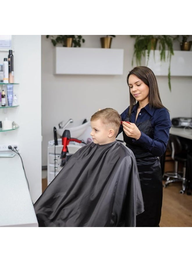 Professional Hair Cutting Cape with Adjustable Snap Closure, Salon Barber Cape,Waterproof Hairdressing Salon Cape - 57" x 51"(Black), Black, Regular - Image 3