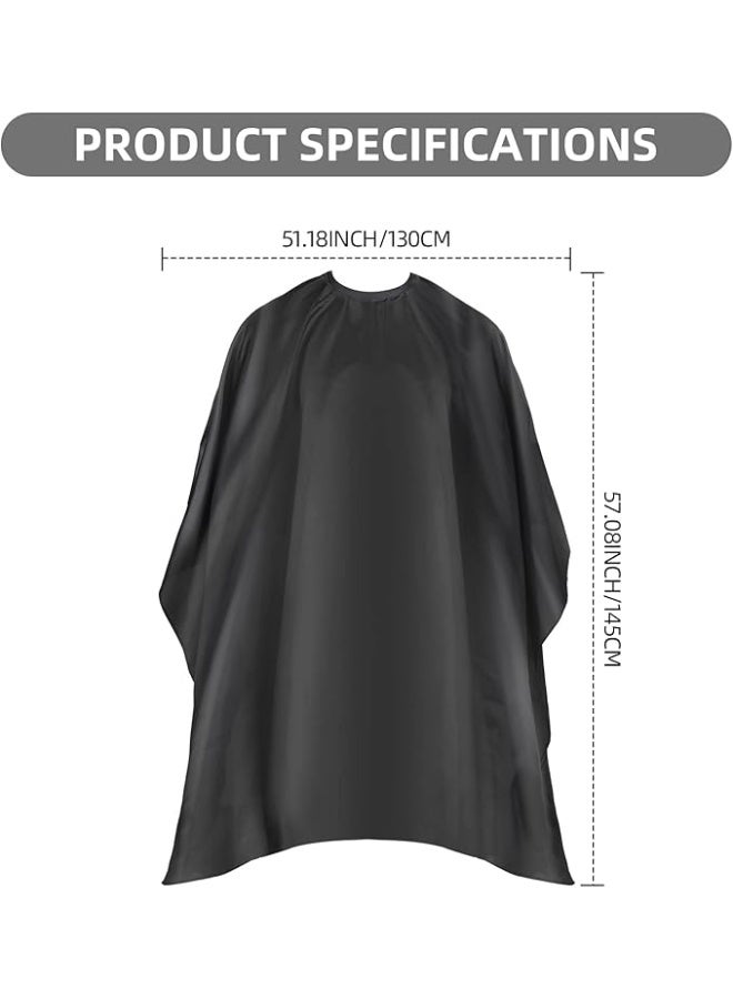 Professional Hair Cutting Cape with Adjustable Snap Closure, Salon Barber Cape,Waterproof Hairdressing Salon Cape - 57" x 51"(Black), Black, Regular - Image 2