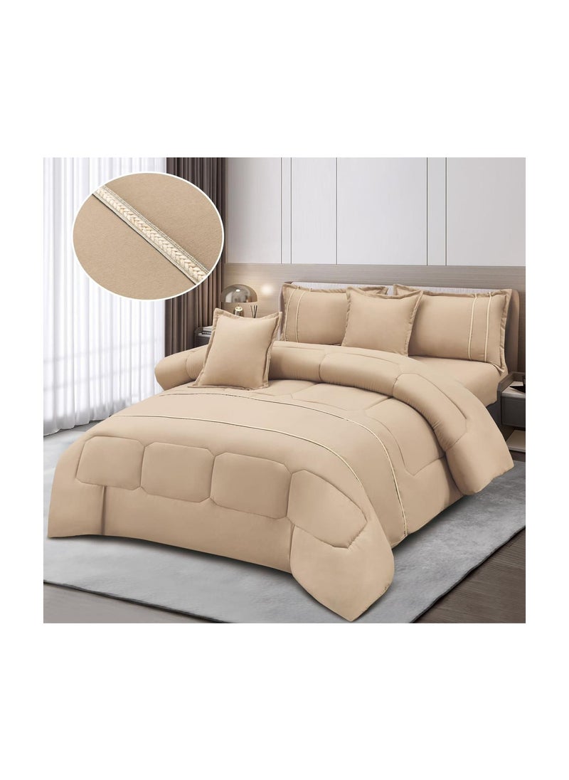Ming Li 6 Piece Royal Comforter Set King Size With Two Comfortable Strip Hotel Pillow  - Image 1