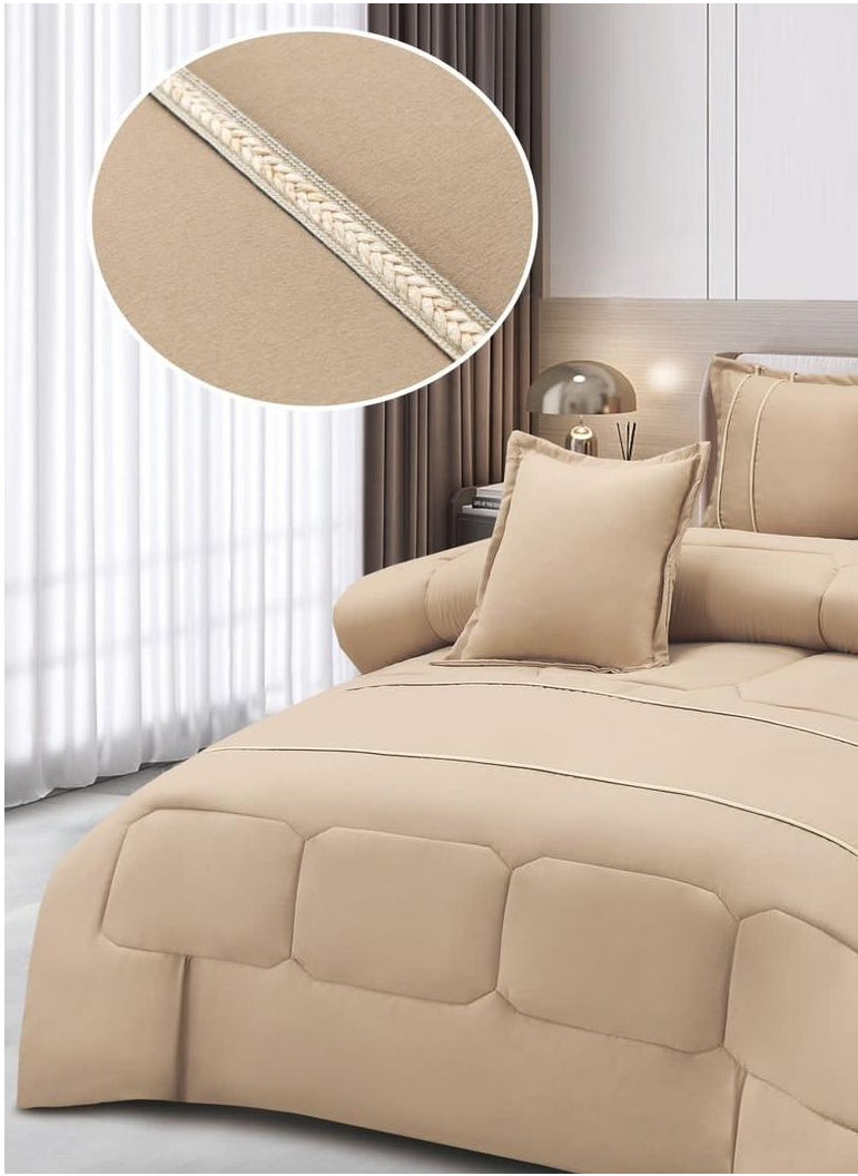 Ming Li 6 Piece Royal Comforter Set King Size With Two Comfortable Strip Hotel Pillow  - Image 3
