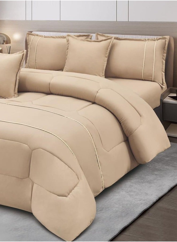 Ming Li 6 Piece Royal Comforter Set King Size With Two Comfortable Strip Hotel Pillow  - Image 2
