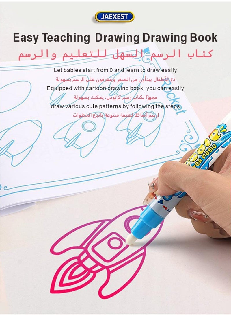 jaexest قطعة لوحة رسم كبيرة مُعاد استخدامها بحجم 100×80 سم، مناسبة للأطفال الصغار، تشمل 11 قطعة، وحزمة رسم أطفال كاملة تتضمن 3 علامات طلاء، و2 ختم من رغوة إي في إيه، و5 ختم لرسم بالدوار، بالإضافة إلى كتاب نشاط تعليمي للرسم - Image 5
