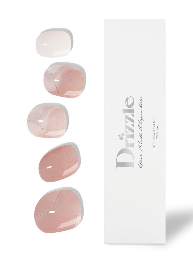 Drizzle Semi Cured Gel Nail Strips, Real Nail Polish Art Stickers (UV Light Required),Glitter, Solid Color, Full Wraps Long Lasting Waterproof, Nail Strips Decal for Women (Elegant) - Image 1