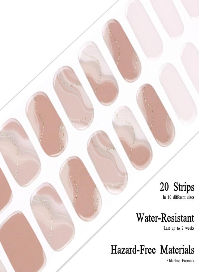 Drizzle Semi Cured Gel Nail Strips, Real Nail Polish Art Stickers (UV Light Required),Glitter, Solid Color, Full Wraps Long Lasting Waterproof, Nail Strips Decal for Women (Elegant) - Image 3