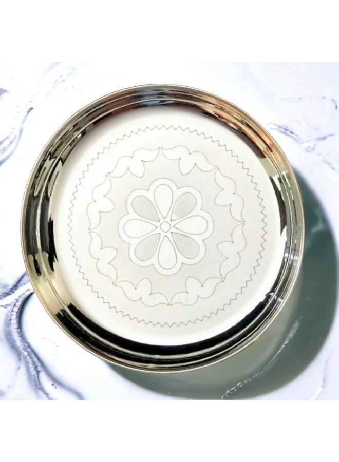 Sigaram 8 Inch German Silver Floral Disign Pooja Plate for Home &Temple Pooja Decore K2341 - Image 1