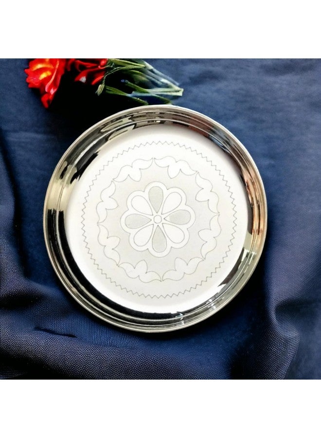 Sigaram 8 Inch German Silver Floral Disign Pooja Plate for Home &Temple Pooja Decore K2341 - Image 3