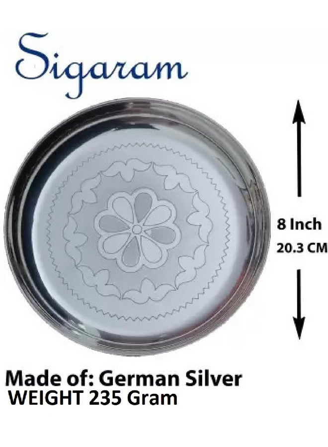 Sigaram 8 Inch German Silver Floral Disign Pooja Plate for Home &Temple Pooja Decore K2341 - Image 5