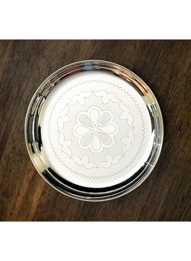 Sigaram 8 Inch German Silver Floral Disign Pooja Plate for Home &Temple Pooja Decore K2341 - Image 4