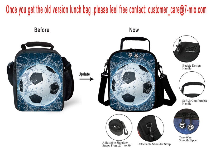 7-Mi (Football02) - HiMi Portable Kids Lunch Box Bag, Reusable Insulated Lunch Tote for Kids Boys Girls Washable Crossbody Lunch Container Food Carrier, Football02 - Image 2