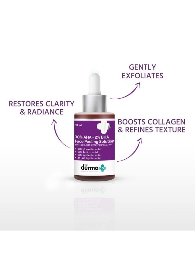 THE derma Co 30% AHA + 2% BHA Pee-ling Solution | Multi-Purpose Formula for Clogged Pores, Acne Marks & Aging Skin | 10 Min Deep Exfoliation | 1.01 Fl Oz/30ml  - Image 3