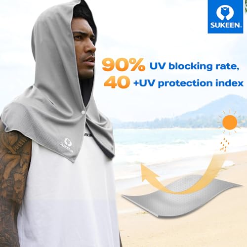 Sukeen Cooling Hoodie Towel, Absorbent Quick-Drying Cooling Towels for Neck and Face, UV Sun Protection Cooling Neck Wraps Sport Head Cooling Towel Hot Weather - Image 5