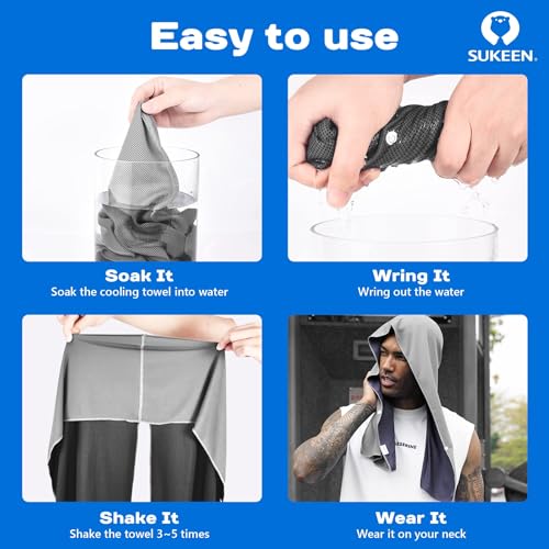 Sukeen Cooling Hoodie Towel, Absorbent Quick-Drying Cooling Towels for Neck and Face, UV Sun Protection Cooling Neck Wraps Sport Head Cooling Towel Hot Weather - Image 3