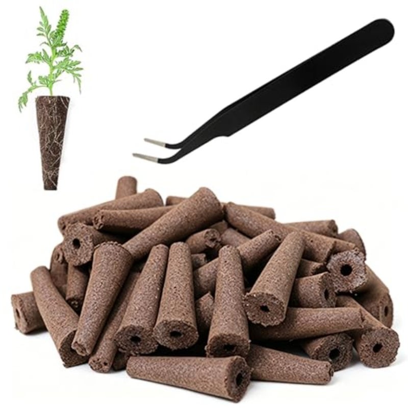 50 Pack Grow Sponges with Tweezer for Hydroponic Indoor Garden Compatible with Aero-Garden Seed Pods High Air Porosity Design Home Office Use - Image 1
