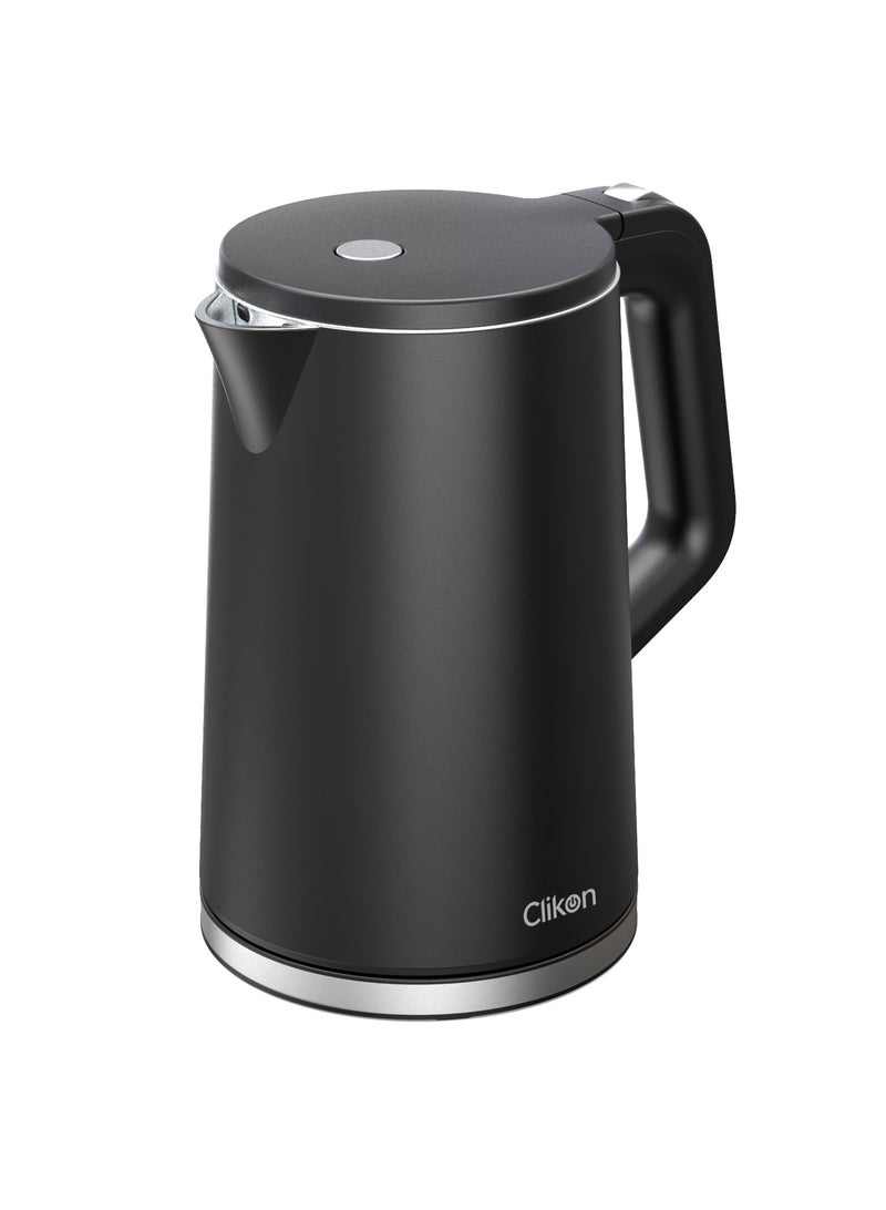 Clikon Double Wall Electric Kettle 1.7L 1500W | Stainless Steel 304 | Fast Boil with Overheat Protection & Indicator Light 1.7 L 1500 W CK5153 black - Image 2