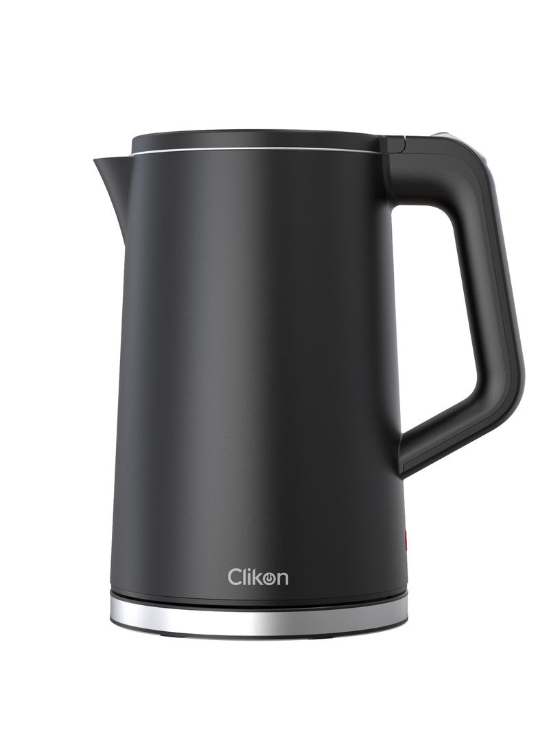 Clikon Double Wall Electric Kettle 1.7L 1500W | Stainless Steel 304 | Fast Boil with Overheat Protection & Indicator Light 1.7 L 1500 W CK5153 black - Image 1