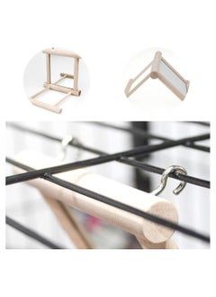 SYOSI 2 Pcs Parrot Bird Mirror Bird Stand Perch with Mirror Birdcage Perches Mirror Chew Toy Cockatoo Cage Wood Toy for African Grey Macaw Parakeet Cockatiels Conure Lovebirds  - Image 3