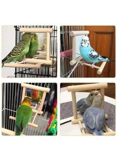 SYOSI 2 Pcs Parrot Bird Mirror Bird Stand Perch with Mirror Birdcage Perches Mirror Chew Toy Cockatoo Cage Wood Toy for African Grey Macaw Parakeet Cockatiels Conure Lovebirds  - Image 4