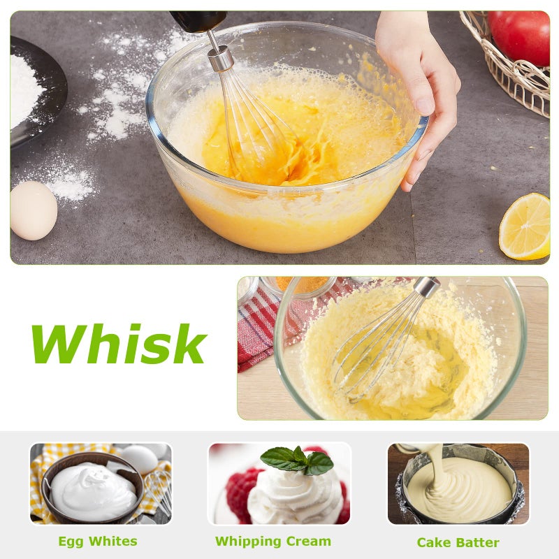 Bonsenkitchen خلاط بونس كيتشن 4 في 1 اليدوي، 20 سرعة خلاط يدوي مع وضع توربو، شفرة من الفولاذ المقاوم للصدأ، خفاقة بيض، كوب قياس ووعاء مفروم، خلاط عصا للحساء، سموذي، هريس، طعام أطفال - Image 4